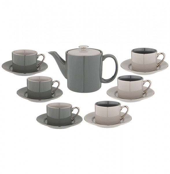 Чайный сервиз на 6 персон 14 предметов  LEFARD &quot;Дымчато-серые /Платина&quot; / 269404