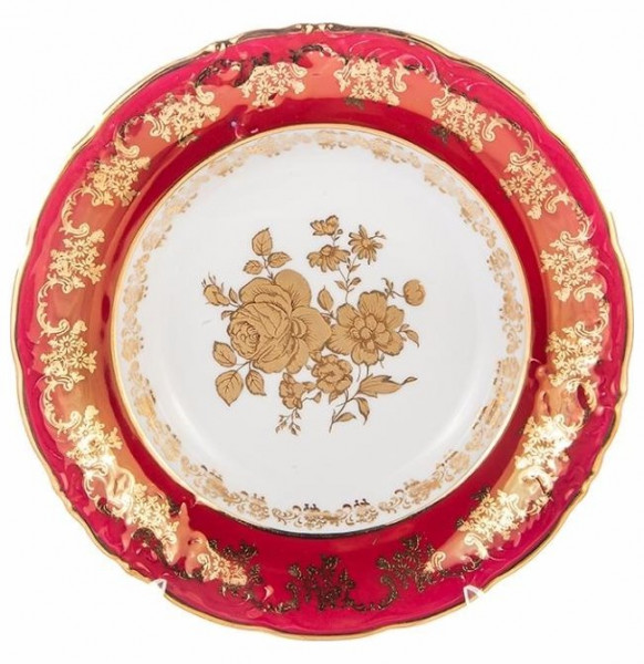 Набор тарелок 23 см 6 шт глубокие  МаМ декор &quot;Фредерика /Золотая роза /красная&quot; / 165750