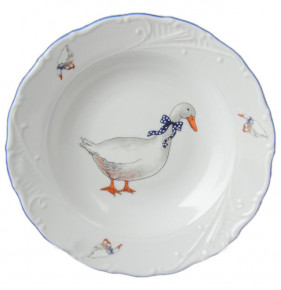 Набор тарелок 23 см 6 шт глубокие  Bohemia Porcelan Moritz Zdekauer 1810 s.r.o. "Лиана /Гуси" / 051034