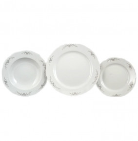 Набор тарелок 18 предметов (19, 23, 25 см)  Thun "Констанция/Серый орнамент /отводка платина" / 049938