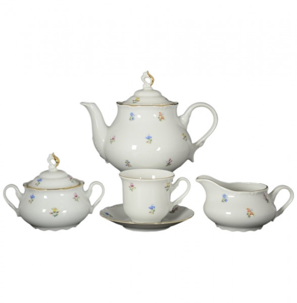 Чайный сервиз на 6 персон 17 предметов  Thun &quot;Констанция /Мелкие цветы&quot; / 106239