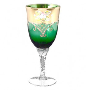 Бокалы для белого вина 250 мл 6 шт  Bohemia "Лепка зелёная" крученая ножка / 092521