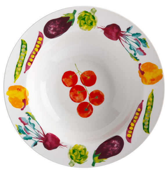 Набор тарелок 5 предметов (тарелка 27 см + 4 тарелки 22 см)  Casa Domani &quot;Весенние овощи&quot; (подарочная упаковка) / 291458
