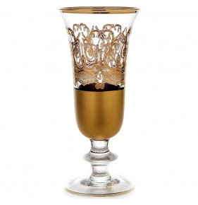 Бокалы для шампанского 6 шт на низкой ножке  RCR Cristalleria Italiana SpA "Timon /Золотой узор" / 118231