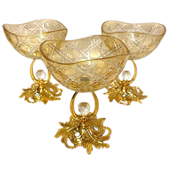 Креманка 12 см янтарная волнистая  Yagmur Hediyelik &quot;Dior /Отводка золото&quot;  / 270614