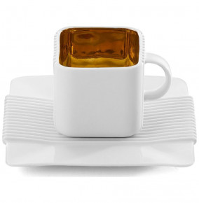 Кофейная пара 100 мл 1 шт для эспрессо белая  Cmielow Design Studio "SYSTEM /С золотом" / 163463