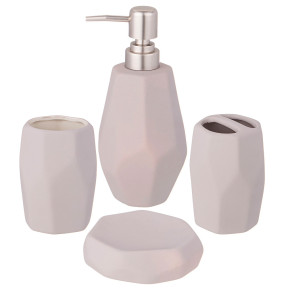 Набор для ванной комнаты 4 предмета (дозатор для мыла, мыльница, стакан для зубных щёток, стакан) / 289936