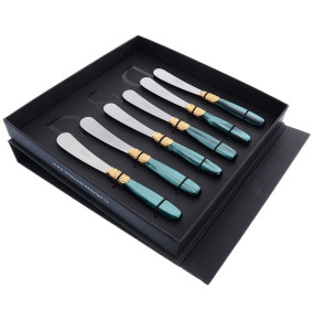 Столовые приборы 6 предметов Ножи для масла  Domus Design "D&D /Виктория" цвет темно-зеленого жемчуга  / 201538