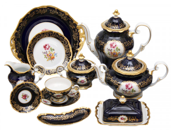 Чайный сервиз на 12 персон 55 предметов  Weimar Porzellan &quot;Санкт-Петербург 866 /Кобальт&quot;  / 012322