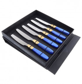 Столовые приборы 6 предметов Столовые ножи  Domus Design "D&D /Виктория" синяя ручка / 201570