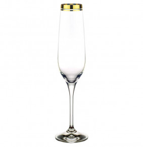 Бокалы для шампанского 195 мл 6 шт  Crystalex CZ s.r.o. "Ребекка /Широкое золото /M8760" / 290749