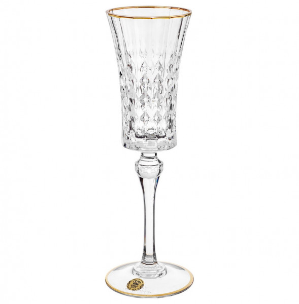 Бокал для шампанского 150 мл 1 шт  Bohemia Design &quot;Даймонд /Золотой ободок&quot; / 276934