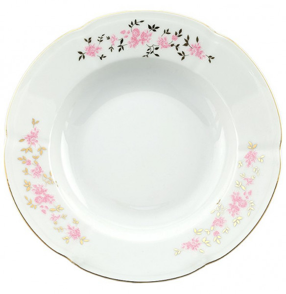 Набор тарелок 22,5 см 6 шт глубокие  Cmielow &quot;Болеро /Розовые цветочки&quot; / 034718