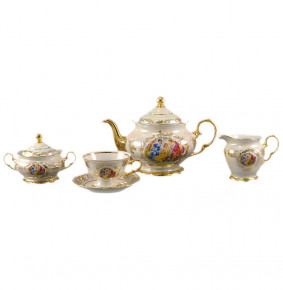 Чайный сервиз на 6 персон 15 предметов  Royal Czech Porcelain "Фредерика /Мадонна перламутр" / 204754