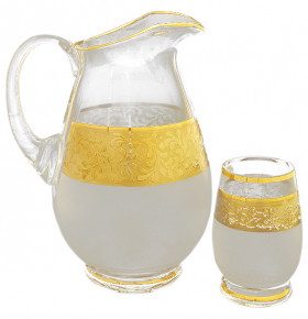 Набор для воды 7 предметов (кувшин 1,3 л + 6 стаканов 240 мл)  Egermann "Амбер /матовый с золотом" / 029953