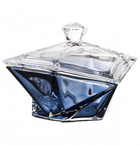 Ваза для конфет 22 см с крышкой  Crystalite Bohemia "Оригами /Серо-Голубая" / 155643