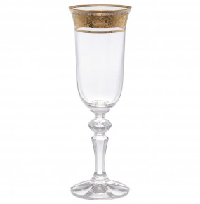 Бокалы для шампанского 150 мл 6 шт  Crystalite Bohemia "Кристина /Цветочный узор на золоте" V-D / 156432