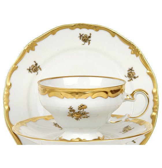 Набор чайных пар 210 мл 6 шт  Weimar Porzellan &quot;Роза золотая /золото&quot; (подарочная упаковка) / 071678