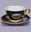 Набор чайных пар 220 мл 6 шт  Bohemia Porcelan Moritz Zdekauer 1810 s.r.o. &quot;Анжелика /Цветы /Кобальт&quot; / 033812
