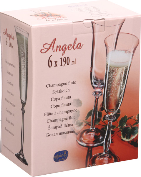 Бокалы для шампанского 190 мл 6 шт  Crystalex CZ s.r.o. &quot;Анжела /Оптика /Отводка платина&quot; / 005146