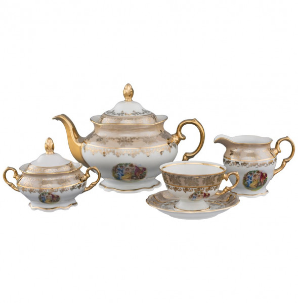 Чайный сервиз на 6 персон 15 предметов  Royal Czech Porcelain &quot;Аляска /Мадонна бежевая&quot; / 204760