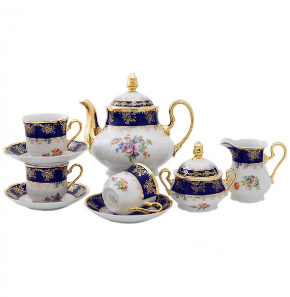 Чайный сервиз на 6 персон 15 предметов  Leander &quot;Мэри-Энн /Полевой цветок /Кобальт&quot; / 078256