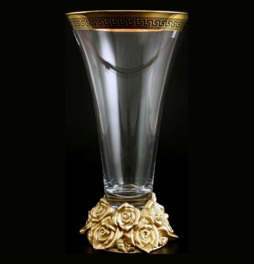 Ваза для цветов 35 см  Crystalite Bohemia &quot;Фрост /Версаче золото&quot; / 091613