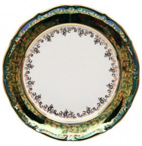Набор тарелок 19 см 6 шт  Bavarian Porcelain "Мария-Тереза /Зелёная /Золотые листики" / 012153