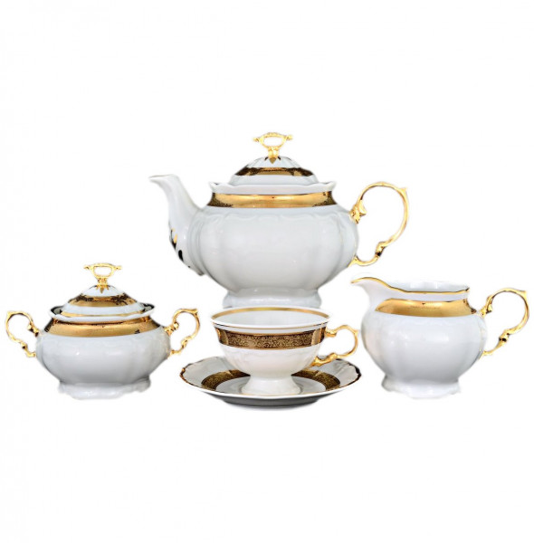 Чайный сервиз на 6 персон 15 предметов  Thun &quot;Мария-Луиза /Золотая лента&quot; / 075254