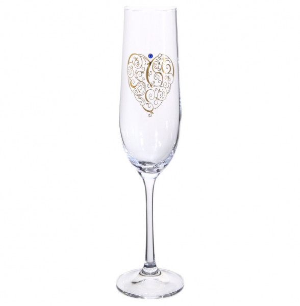 Бокалы для шампанского 190 мл 2 шт  Crystalex CZ s.r.o. &quot;Виола /Свадебные /Сердце с кристаллом&quot; / 126120
