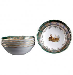 Набор салатников 19 см 6 шт  Royal Czech Porcelain "Фредерика /Охота зелёная" / 094530