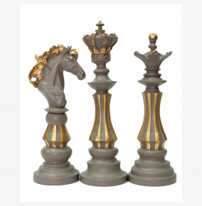 Набор статуэток 3 шт (39 x 12/36 x 12/34 x 14 см) серый  O.M.S. Collection "Шахматы" / 294532