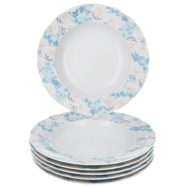 Набор тарелок 23 см 6 шт глубокие  Thun &quot;Роза /Голубая роза&quot; / 150915