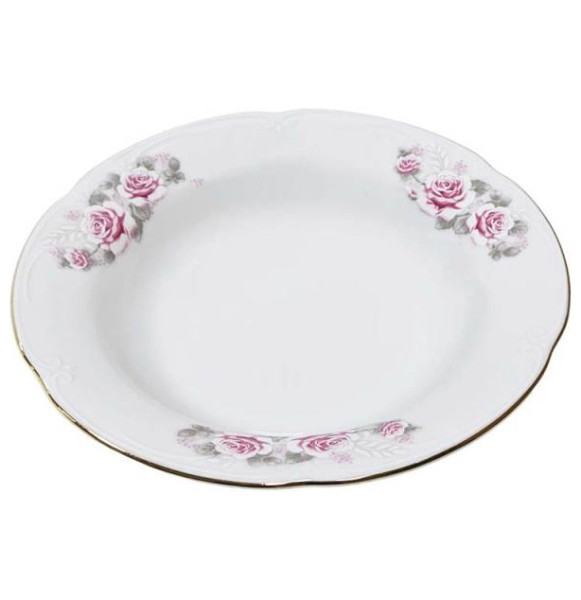 Набор тарелок 22,5 см 6 шт глубокие  Cmielow &quot;Камелия /Серая роза /золото&quot; / 338128