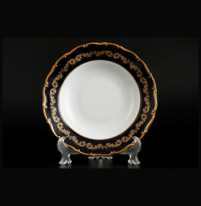 Набор тарелок 23 см 6 шт глубокие  Bohemia Porcelan Moritz Zdekauer 1810 s.r.o. "Анжелика /Золотые вензеля /Кобальт" / 080364