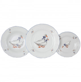 Набор тарелок 18 предметов (19, 23, 25 см)  Bohemia Porcelan Moritz Zdekauer 1810 s.r.o. "Офелия /Гуси" / 013562