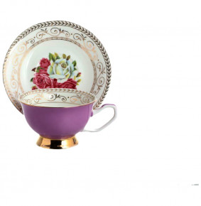 Набор чайных пар 220 мл 6 шт  Royal Classics "Розы /фиолетовая" / 140028