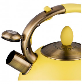 Чайник 3 л со свистком термоаккумулирующее дно индукция желтый "Agness" / 200222
