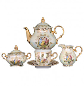 Чайный сервиз на 6 персон 15 предметов  Bohemia Porcelan Moritz Zdekauer 1810 s.r.o. "Офелия /Мадонна перламутр" / 027452