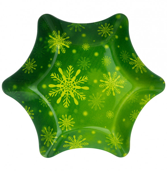 Салатник 25 х 25 х 2,8 см Звезда зелёный  LEFARD &quot;Новогодний калейдоскоп /Снежинки&quot; / 268476