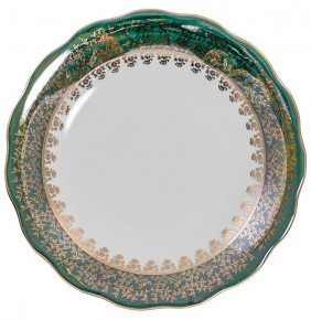 Блюдо 30 см круглое  Royal Czech Porcelain "Аляска /Зелёная /Золотые листики" / 204765