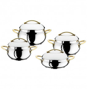 Набор посуды 8 предметов (18, 20, 22, 24 см) стеклянные крышки  O.M.S. Collection "BALL-SHAPED MODEL /GOLD" / 295985