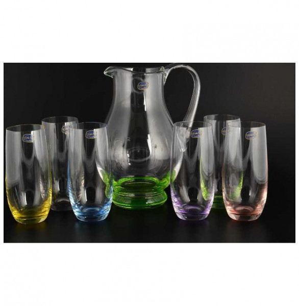 Набор для воды 7 предметов (кувшин 1,5 л + 6 стаканов)  Crystalex CZ s.r.o. &quot;Ассорти&quot; / 101390