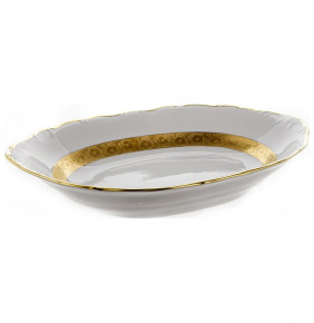 Блюдо овальное (глубокое) для хлеба  Bavarian Porcelain "Мария-Тереза /Золотая матовая лента" / 105196