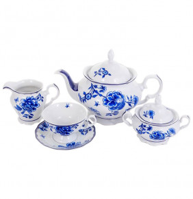 Чайный сервиз на 6 персон 15 предметов  Epiag "Аляска /Цветы /2727 /синие" / 148570