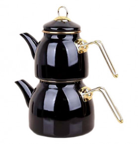 Набор чайников 2 предмета эмалированные (1 л, 2,1 л) черные  O.M.S. Collection "ENAMEL COOKWARES" / 295931