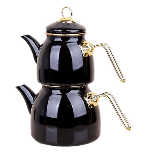 Набор чайников 2 предмета эмалированные (1 л, 2,1 л) черные  O.M.S. Collection &quot;ENAMEL COOKWARES&quot; / 295931