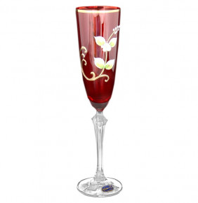 Бокалы для шампанского 200 мл 6 шт  Crystalex CZ s.r.o. "Элизабет /Лепка /красная внутри" / 059491