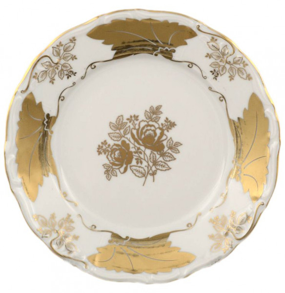 Набор тарелок 19 см 6 шт  МаМ декор &quot;Мария-Луиза /Золотой лист на белом&quot; / 054698