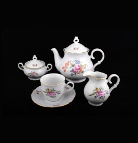 Чайный сервиз на 6 персон 15 предметов  Bohemia Porcelan Moritz Zdekauer 1810 s.r.o. "Офелия /Полевой цветок" / 010775